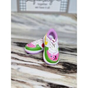 Nike Force 1 Toddler 4C Custom Painted Watermelon Sneakers White Multi